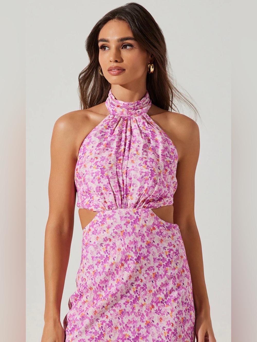 Astr the Label Ambretta Floral Halter Midi Dress Sz S - Picture 4 of 9
